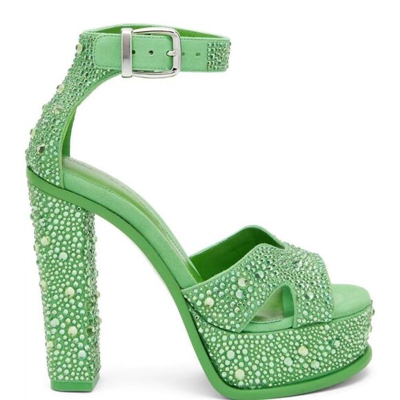 Alexander McQueen Crystal Platform Sandal ACID GREEN - Picture 2 of 3